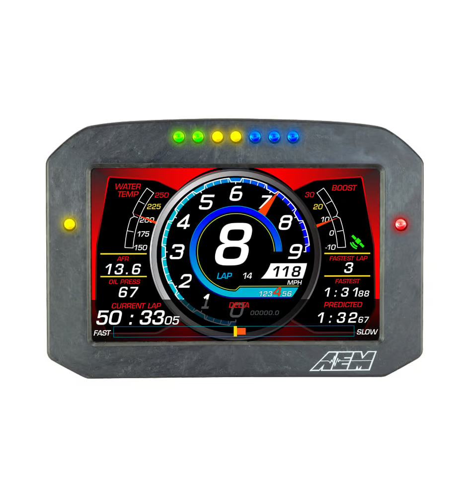 Pantalla de registro de panel plano de carbono AEM CD-7FL